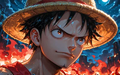 Anime Character in Straw Hat Under Starry Night Sky - free wallpaper 3840×2400
