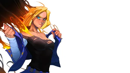 Android 18 of Dragon Ball Z in Combat Stance - free anime wallpaper 3712×2088
