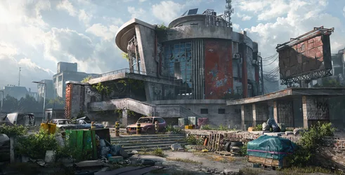 Apocalyptic Industrial Ruins Under Cloudy Skies - free wallpaper 3200×1628