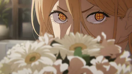 Power from Chainsaw Man Among White Flowers - free anime wallpaper 2856×1600