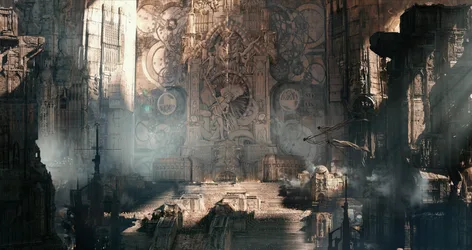 Warhammer 40000 Ancient Cathedral Architecture in Sunlight - free wallpaper 3840×2031