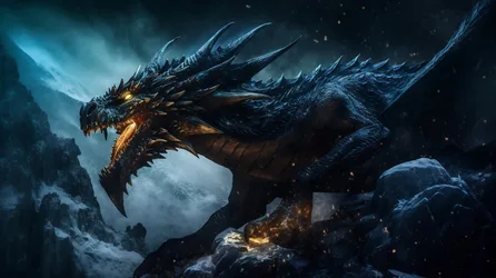 Ice Dragon In Frozen Mountain Cavern - free fantasy wallpaper 5824×3264