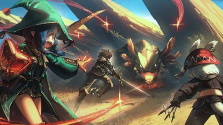 Fantasy Warriors in Desert Battle - free wallpaper 2500×1404