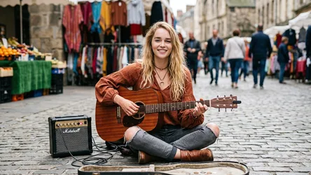 Street Musician Playing Guitar at Outdoor Market - free people & portraits wallpaper 3840×2160