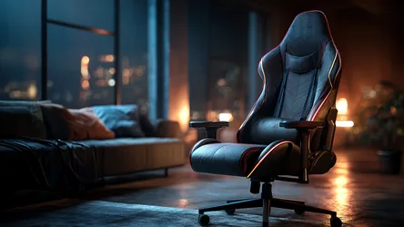 Gaming Chair in Modern Apartment at Dusk - free art & design wallpaper 3840×2160