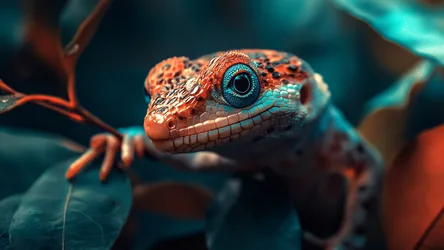 Vibrant Iguana Portrait on Turquoise Branch - free animals wallpaper 3840×2160
