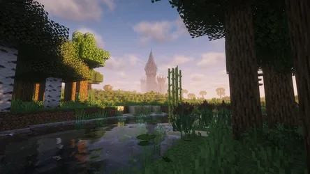 Minecraft Castle in the Enchanted Forest - free gaming wallpaper 1920×1080