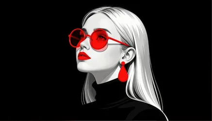 Woman with White Hair Wearing Red Tinted Sunglasses - free wallpaper 3840×2194