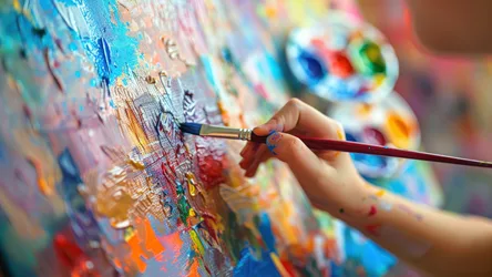 Child Painting Colorful Canvas with Brush - free wallpaper 3840×2160