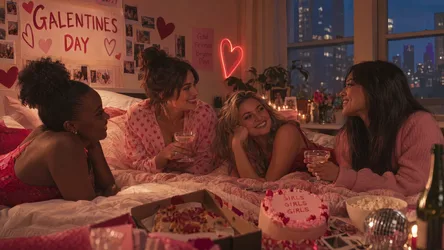 Galentines Day Bedroom Party with Friends Celebrating - free people & portraits wallpaper 3840×2160