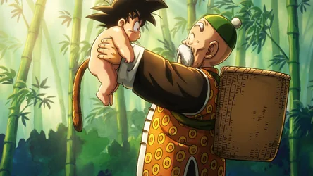 Master and Child in Bamboo Forest - free wallpaper 1920×1080