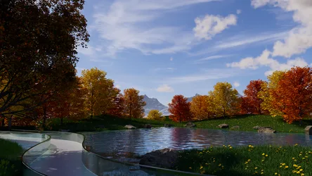 Autumn Lake Valley With Mountain View - free landscapes wallpaper 3840×2160