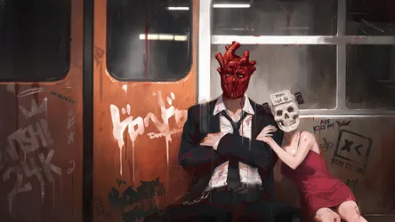 Shin and Ebisu on the Dorohedoro Subway - free anime wallpaper 1920×1080