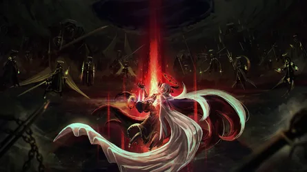 White-Haired Wizard Summoning Dark Magic in Fantasy Realm - free fantasy wallpaper 2500×1404
