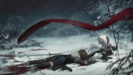 Winter's Last Stand - free anime wallpaper 2500×1404