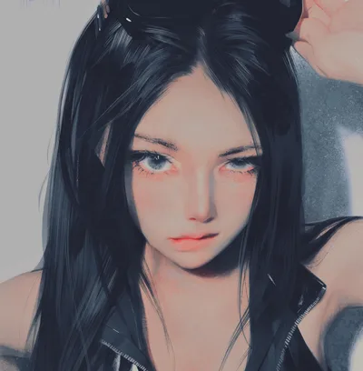 Anime Girl With Black Hair in Dark Jacket - free art & design wallpaper 3083×3148