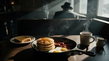 Classic Breakfast Scene in Moody Diner Setting - free wallpaper 4008×2256