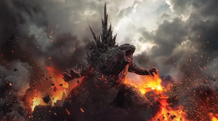 Massive Kaiju Monster Destroying City In Flames - free movies & tv wallpaper 5504×3072