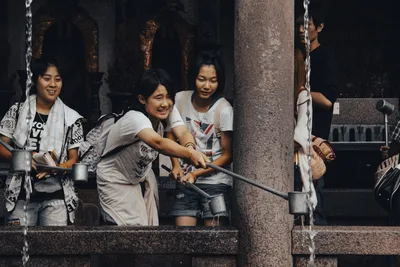 Young Girls Playing With Water at Urban Fountain - free people & portraits wallpaper 7680×5120