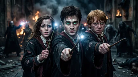 Three Young Wizards Casting Spells in Battle - free movies & tv wallpaper 5504×3072