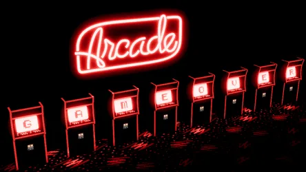 Neon Arcade Cabinet Row at Night - free wallpaper 1920×1080
