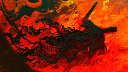 Guts from Berserk in Raging Flames - free wallpaper 3840×2160