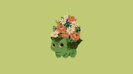 Bulbasaur Pokémon with Pastel Flower Bouquet - free wallpaper 3840×2160