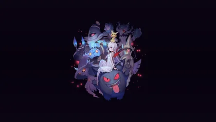 Ririmu with Ghost Type Pokémon in Darkness - free wallpaper 3840×2160