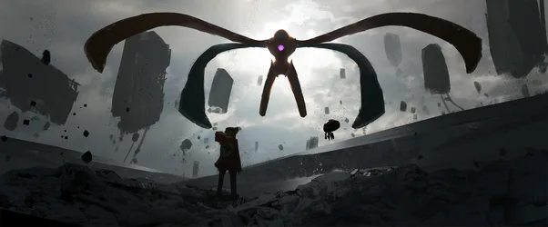 Deoxys Pokémon Descends Over Apocalyptic Cityscape - free wallpaper 6000×2492