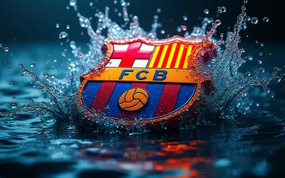 FC Barcelona Logo Splashing in Water - free wallpaper 3840×2400