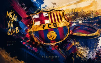 FC Barcelona Crest And Stadium Artistic Composition - free sports wallpaper 3840×2400