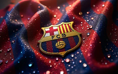 FC Barcelona Crest With Wet Droplets And Glowing Bokeh - free wallpaper 3840×2400