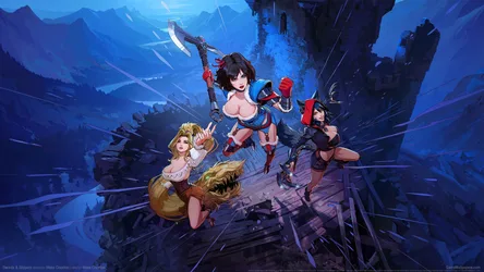 Red Hood, Snow White and Rapunzel Battle in Swords and Slippers - free gaming wallpaper 1920×1080