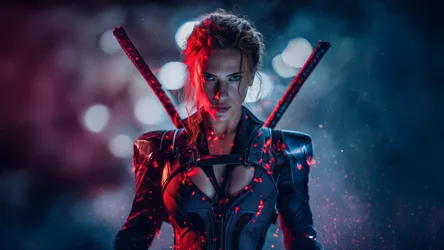 Sci-Fi Warrior Woman With Glowing Red Weapons - free wallpaper 5120×2880