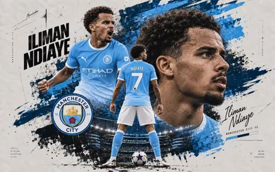 Iliman Ndiaye Manchester City Player Poster - free wallpaper 3840×2400