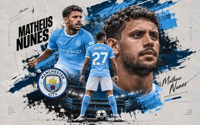 Matheus Nunes Manchester City Player Portrait Wallpaper - free sports wallpaper 3840×2400