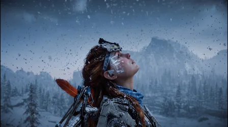 Woman in Snow-Covered Armor Gazing Upward in Winter Forest - free people & portraits wallpaper 2752×1536