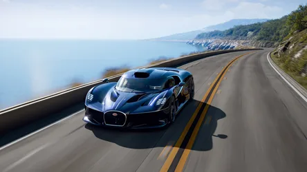 Bugatti Hypercar Driving Along Scenic Coastal Highway - free cars & vehicles wallpaper 3840×2160
