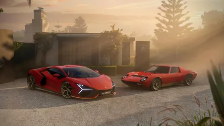 Two Red Lamborghinis at Luxury Estate in Golden Mist - free cars & vehicles wallpaper 3840×2160
