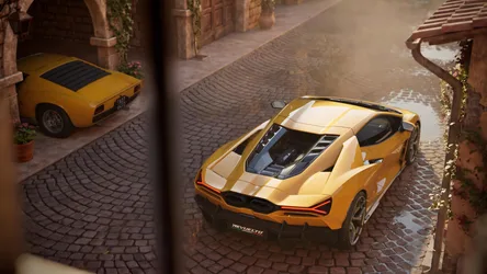 Golden Sports Cars in European Brick Alleyway - free cars & vehicles wallpaper 3840×2160