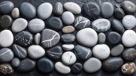 Polished Stones and Pebbles on Dark Textured Surface - free photography wallpaper 3840×2160