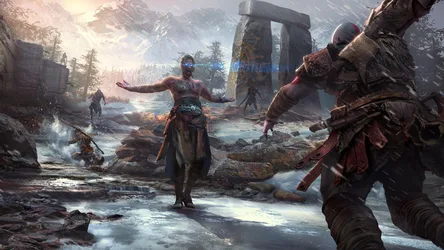 Kratos and Atreus in God of War Nordic Wilderness - free gaming wallpaper 1920×1080