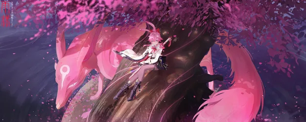 Evanescia Among Cherry Blossoms in Honkai Star Rail - free wallpaper 3600×1440