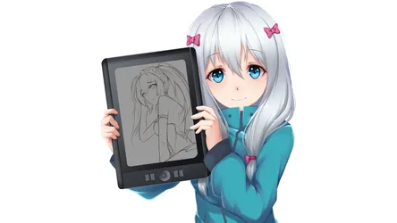 Anime Girl Holding Digital Drawing Tablet - free anime wallpaper 2250×1266