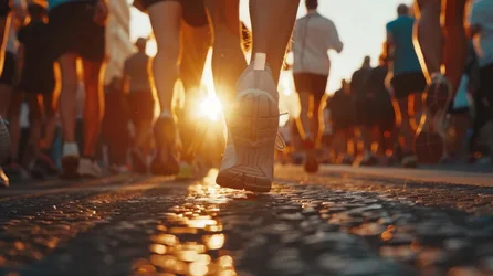 Runners in Motion at Golden Hour Sunset - free photography wallpaper 7680×4304