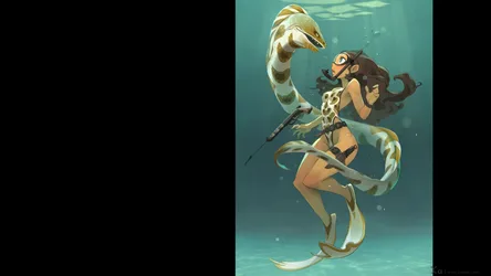 Underwater Hunter With Eel - free wallpaper 3840×2160