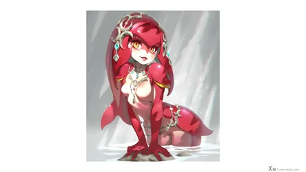 Mipha of The Legend of Zelda in Red Armor - free anime wallpaper 3840×2160