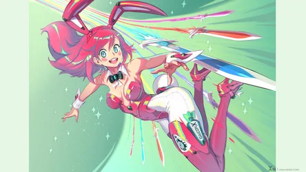 Colorful Futuristic Bunny Girl with Energy Blades - free wallpaper 3840×2160