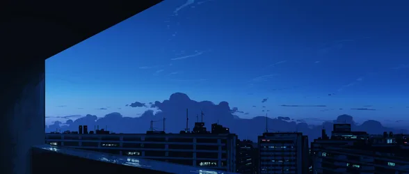 Blue Hour City View from Window - free wallpaper 5640×2400