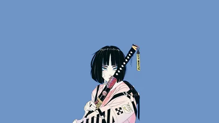 Samurai Woman With Katana in Pink and Black Robes - free anime wallpaper 1920×1080